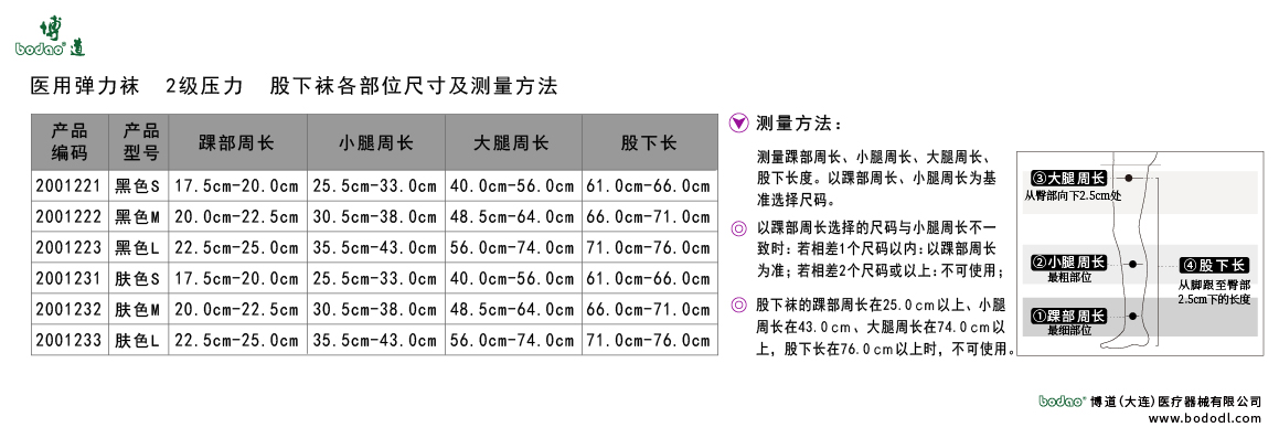 产品尺码表